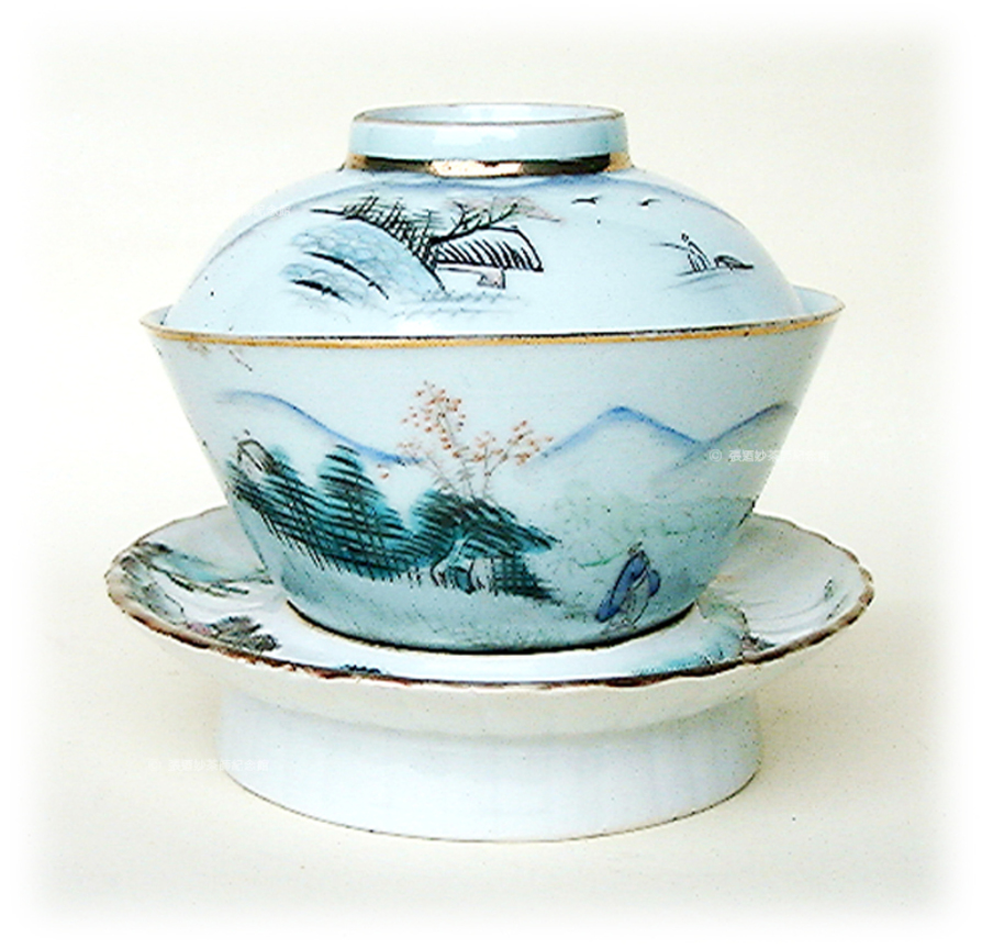 山水蓋碗