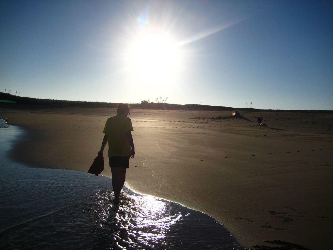 澎湖山水沙灘的夕陽