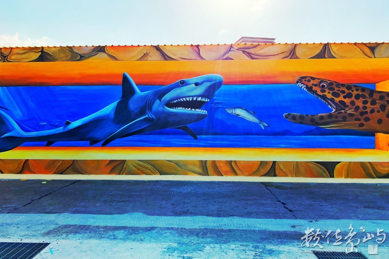 浯島蚵殼墩（復國墩）海洋大型3D大黃魚彩繪牆