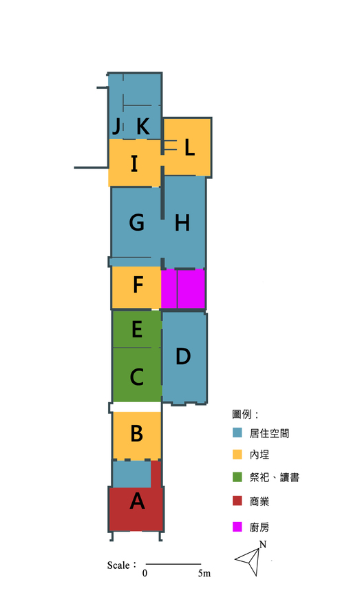 李宅內部空間使用示意圖