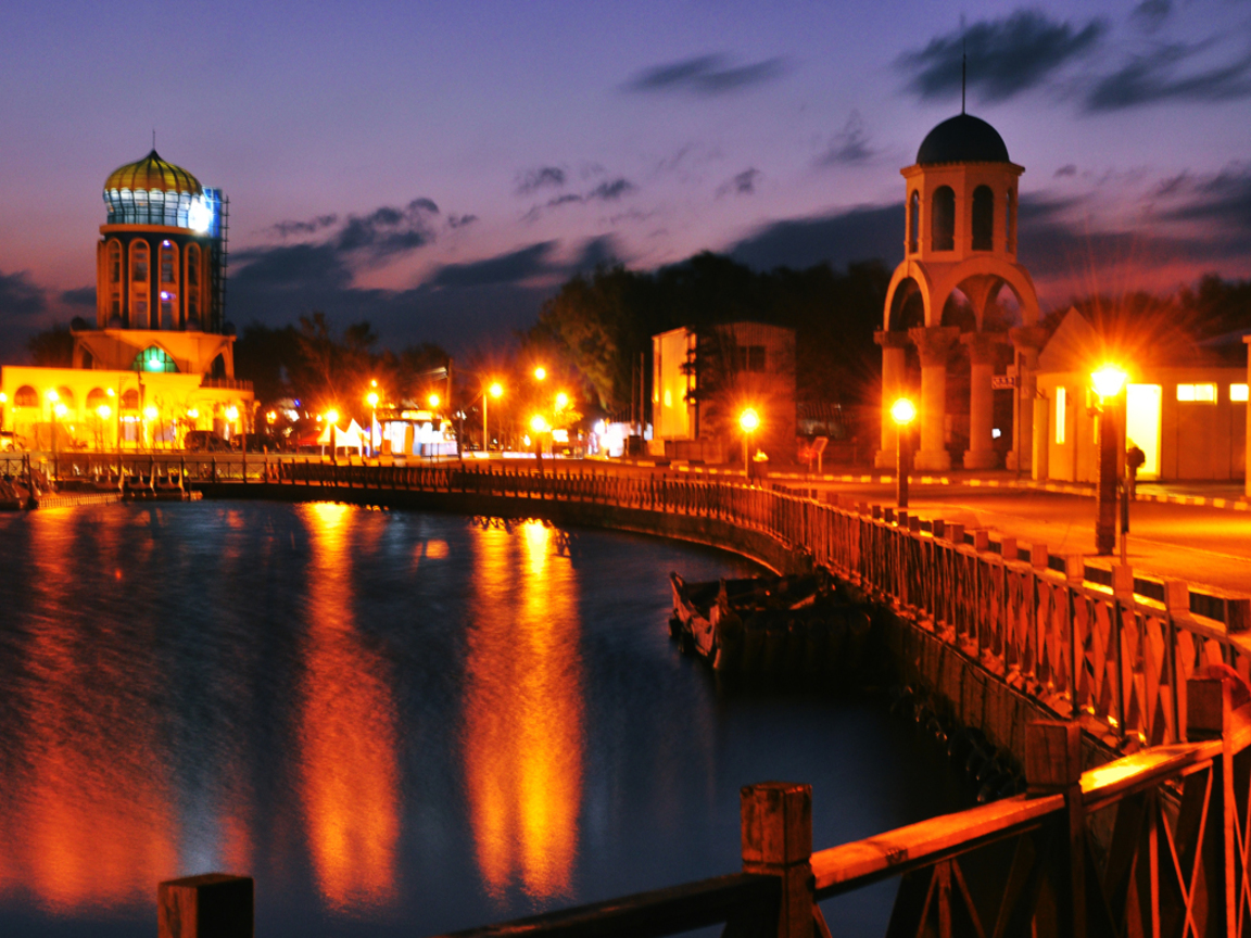 南寮漁港落日後夜景