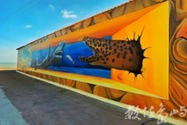 浯島蚵殼墩（復國墩）海洋大型3D大黃魚彩繪牆