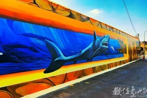 浯島蚵殼墩（復國墩）海洋大型3D大黃魚彩繪牆