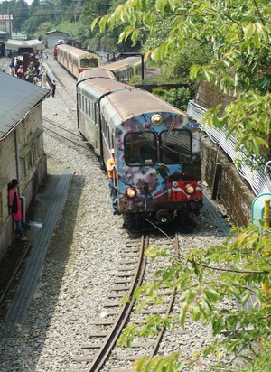 奮起湖車站調度的森林鐵路火車
