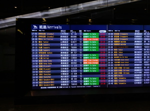 桃園機場二航廈班機時間顯示幕
