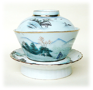 山水蓋碗